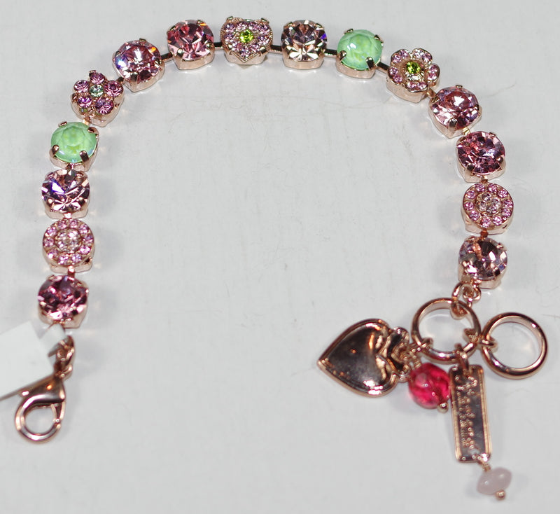 MARIANA BRACELET PARASOL: pink, green 1/4" stones in rose gold setting
