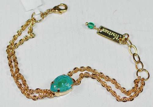 MARIANA BRACELET CORAL COVE: teal 1/2" stone in yellow gold setting