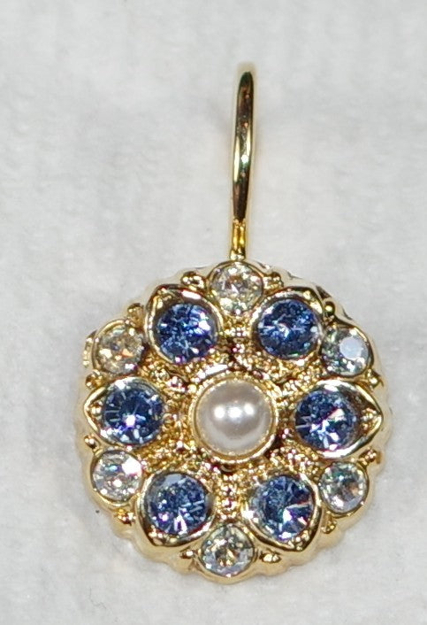 MARIANA EARRINGS SAND BAR: blue, amber, pearl stones in 1/2" yellow gold setting, lever back