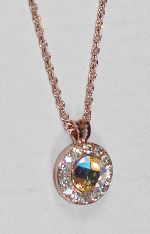 MARIANA PENDANT SAND BAR: golden shadow, silk stones, in 1/2" rose gold setting, 18" adjustable chain