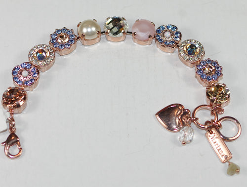 MARIANA BRACELET SAND BAR: blue, amber, cream, pearl, clear 10 mm stones in rose gold setting