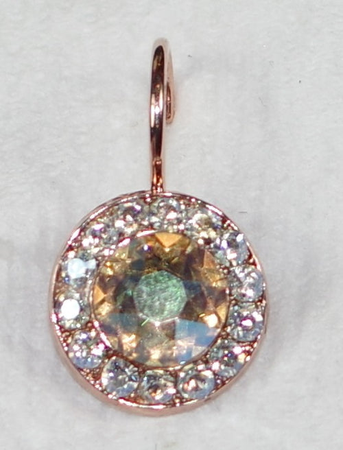 MARIANA EARRINGS SAND BAR: golden shadow, silk stones in 1/2" rose gold setting, lever back