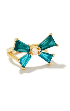 KENDRA SCOTT RING BLAIR BOW COCKTAIL RING GOLD TEAL MIX SIZE 7