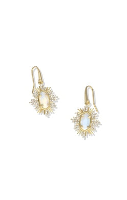 KENDRA SCOTT EARRINGS GRAYSON SUNBURST DROP GOLD IRIDESCENT OPALITE ILLUSION