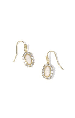 KENDRA SCOTT EARRINGS LEE CRYSTAL FRAME DROP GOLD IVORY MOTHER OF PEARL