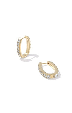 KENDRA SCOTT EARRINGS CHANDLER HOOP GOLD WHITE OPALITE MIX