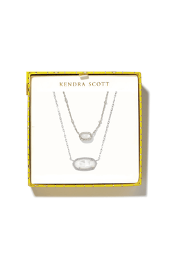 KENDRA SCOTT NECKLACE MINI ELISA GIFT SET SILVER IVORY MOTHER OF PEARL