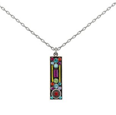 FIREFLY NECKLACE BOTANICAL MC: multi color stones in silver 17" adjustable chain