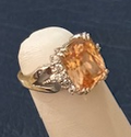STERLING SILVER AMBER CZ RING SIZE 6