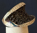 STERLING SILVER CONTEMPORARY SWIRL BLACK PAVE CZ RING SIZE 6