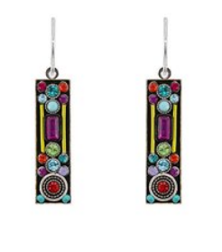 FIREFLY EARRINGS BOTANICAL MC: multi color stones in 3/4" silver setting, wire backs