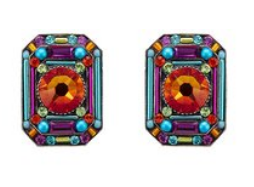 FIREFLY EARRINGS CONTESSA MC: multi color stones in 3/4" silver setting, post backs