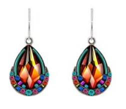 FIREFLY EARRINGS CONTESSA MC: multi color stones in 1/2" silver setting, wire backs