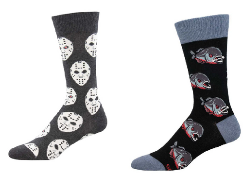 MEN'S SOCKS SET OF 2 PAIR FACE OFF & PIRANHA