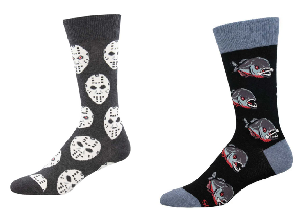 MEN'S SOCKS SET OF 2 PAIR FACE OFF & PIRANHA