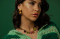 TOVA NECKLACE PRIMROSE: multi color Swarovski crystals in gold plated setting, adjustable to 16.5"