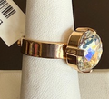 MARIANA RING 1/4" aurora clear stone on yellow gold setting, adjustable