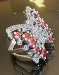 STERLING SILVER MARCASITE RED BUTTERFLY RING