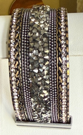 BEADED GRAY AND GOLD MAGNET BRACELET