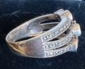 STERLING SILVER MARCASITE 3 STONE AMBER