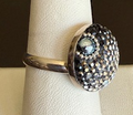 MOSAICO RING PR-8608-H: multi color Austrian crystals in 3/4" solid silver adjustable setting