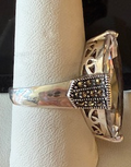 STERLING SILVER MARCASITE MARQUISE CLEAR STONE RING