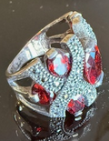 STERLING SILVER MARCASITE RED STONE RING