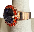 MARIANA RING: orange, purple stones in 3/4" rose gold setting, adjustable size band