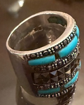 STERLING SILVER MARCASITE TURQUISE RING