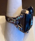 MARIANA RING: hematite color crystal in 1" silver setting, adjustable
