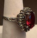 STERLING SILVER MARCASITE RED RING