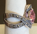 STERLING SILVER MARCASITE PINK RING