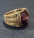 STERLING SILVER PURPLE FACETED MARCASITE RING SIZE 9