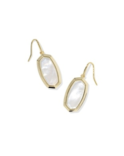 KENDRA SCOTT EARRINGS DANI BEZEL DROP GOLD IVORY MOTHER OF PEARL