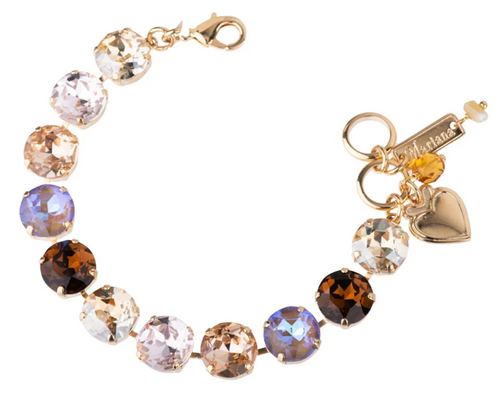 MARIANA BRACELET AMARETTO: golden shadow, smoked topaz, silk 1/2" stones in yellow gold setting