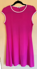 FUCSHIA SLEEVELESS DRESS WITH WHITE TRIM (JACKET NOT INCLUDED)