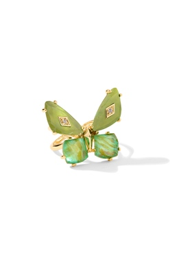 KENDRA SCOTT RING BIANCA BUTTERFLY COCKTAIL GOLD GREEN MIX SIZE 7