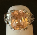 STERLING SILVER AMBER CZ RING