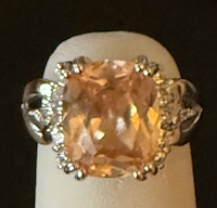 STERLING SILVER AMBER CZ RING