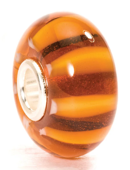 TROLLBEAD BROWN STRIPE GLASS BEAD