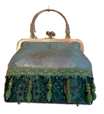NEW YORK GREEN/GOLD TAPESTRY HANDBAG 61155