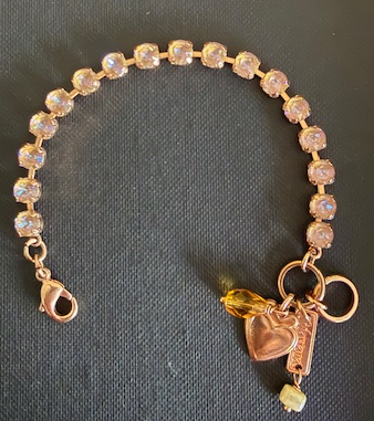 MARIANA BRACELET BUTTER PECAN: dusty pink 1/4" stones in rose gold setting