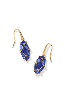 KENDRA SCOTT EARRINGS LINDY RAE DROP GOLD BLUE CRYSTAL