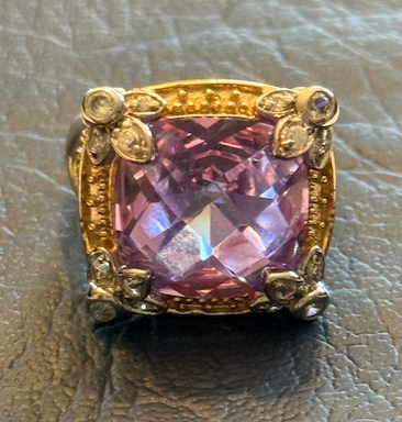 STERLING SILVER CZ LAVENDER FACETED RING SIZE 7