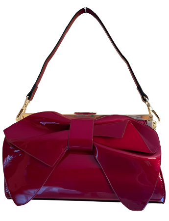 NEW YORK WINE PATENT LEATHER BOW BAG 61018