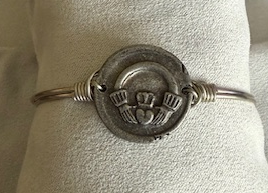LUCA & DANNI CLADDAGH SILVER BRACELET, SMALL, CENTER = 3/4" WIDE