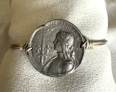 LUCA & DANNI ST JOAN OF ARC BRACELET SILVER, SMALL, CENTER = 1" WIDE