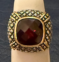 STERLING SILVER RED STONE RING SIZE 7