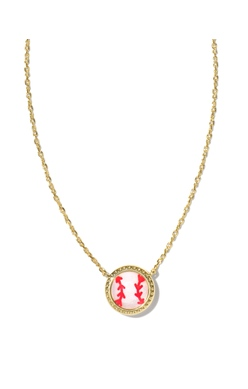 KENDRA SCOTT NECKLACE BASEBALL PENDANT GOLD IVORY MOTHER OF PEARL