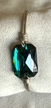LUCA & DANNI DYLAN EMERALD BRACELET SILVER, SMALL, STONE = 3/4" WIDE